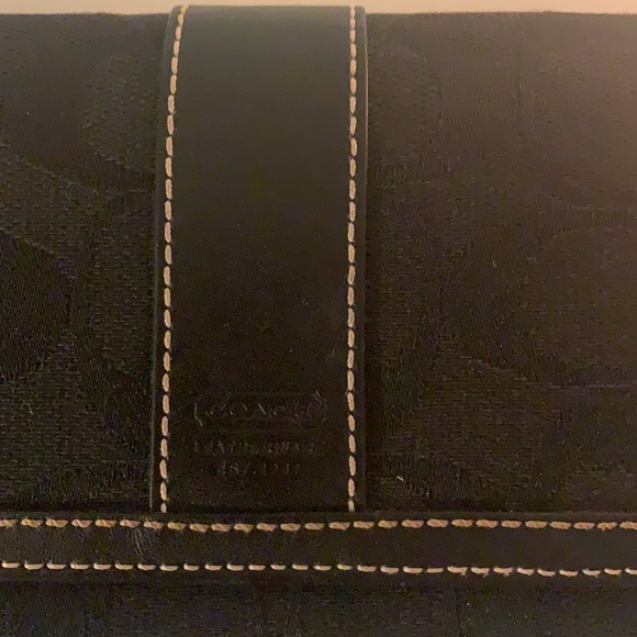 Black Signature Coach Checkbook Wallet - Picture 2 of 7
